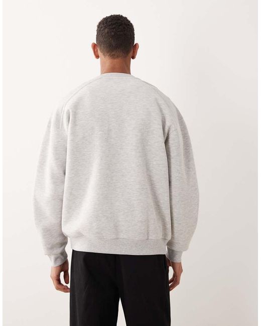 Sudadera Gris Jaspeado Extragrande Con Paneles Acanalados De -Blanco ASOS de hombre de color White