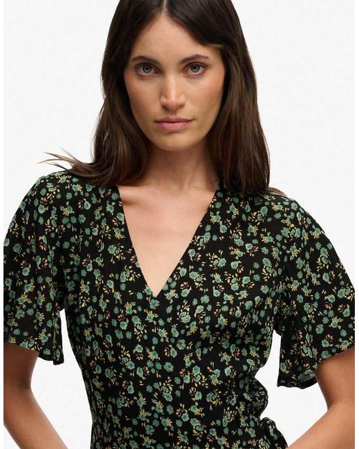 Superdry Black Mini Swing Wrap Dress