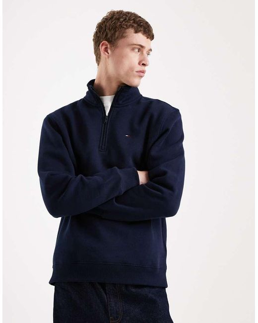Tommy Hilfiger Blue Badge 1/4 Zip Fleece Sweatshirt for men