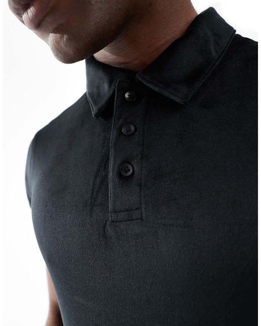 ASOS Black Muscle Fit Polo for men