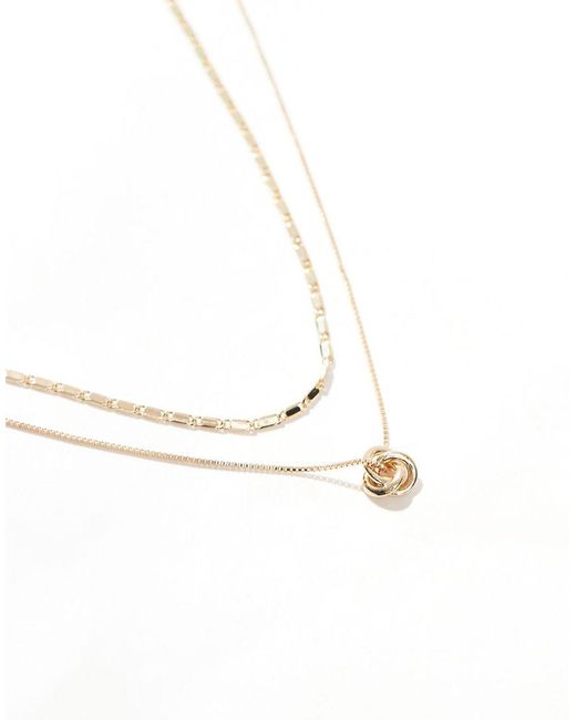 ASOS Brown Pack Of 2 Necklaces With Textured Chain And Knot Design