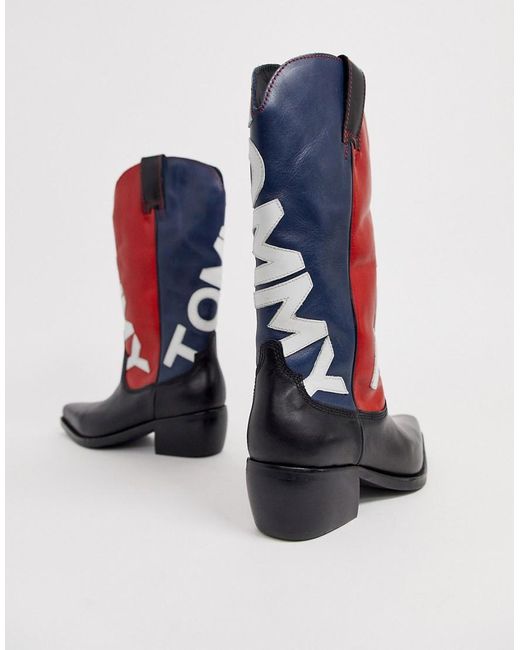 Tommy Hilfiger Heritage Cowboy Boots in Blue | Lyst Australia