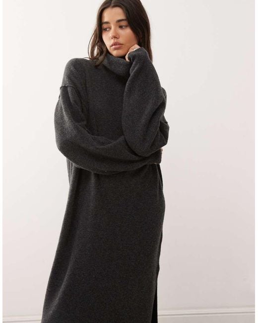 Weekday Black Turtle Neck Knitted Maxi Sweater Dress