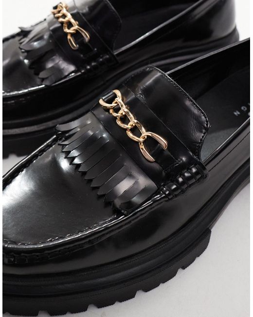 ASOS – loafer aus leder in Black für Herren