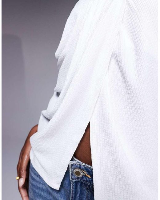ASOS Bandeau Top Met Gedrapeerd Detail En Split Aan De Voorkant in het Blue