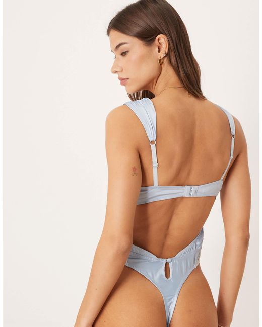 For Love & Lemons Blue – blair – body aus satin