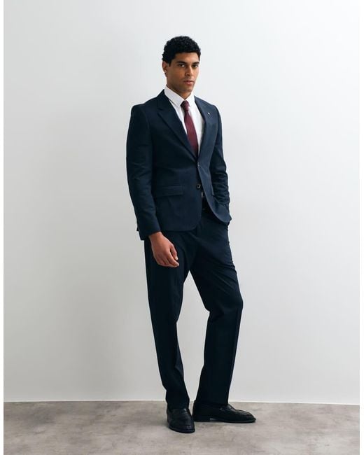 River Island Blue Slim Fit Plaid Suit Jacket for men