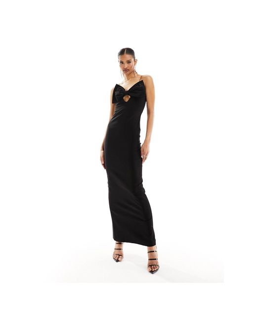 Vesper Black Cami Bow Detail Maxi Dress