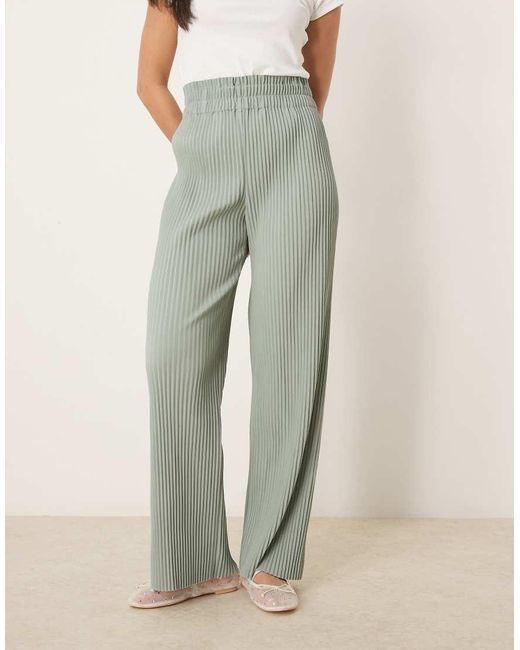Y.A.S Multicolor High Waisted Wide Leg Plisse Trousers