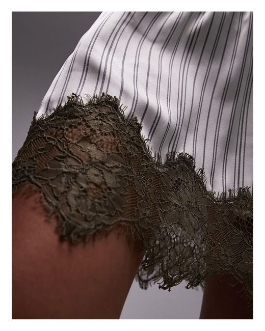 TOPSHOP Gray Satin Lace Petticoat Mini Skirt