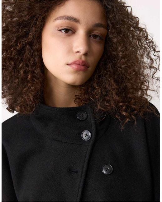 Stradivarius Black Soft-touch Cape Jacket