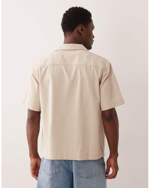 Abercrombie & Fitch Natural Short Sleeve Tile Detail Knitted Shirt for men