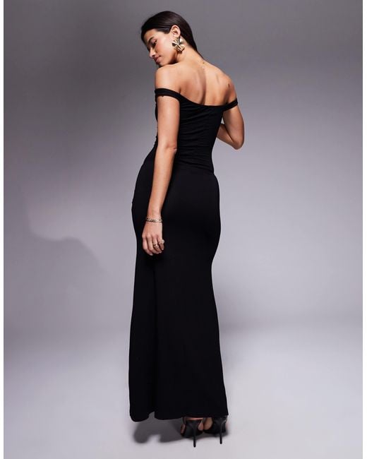 ASOS Black Off Shoulder With Split Detail Maxi Dress