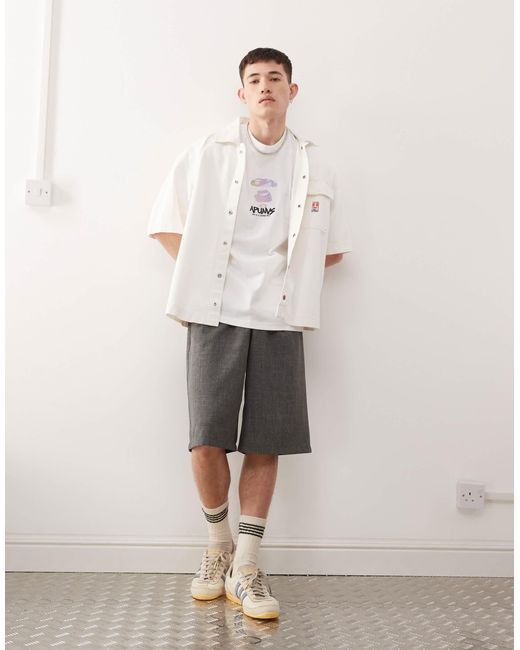 Aape By A Bathing Ape White Aape By A Bathing Ape Multi Logo Back Print T-shirt for men