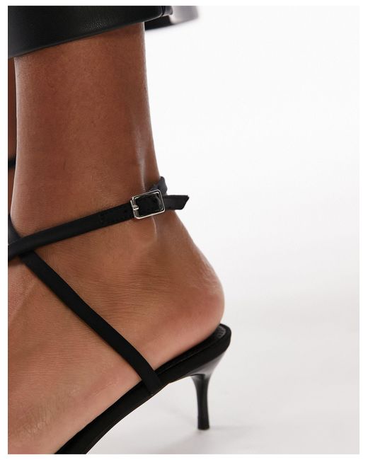 TOPSHOP Black Ivy Barely There Mid Heel Sandal