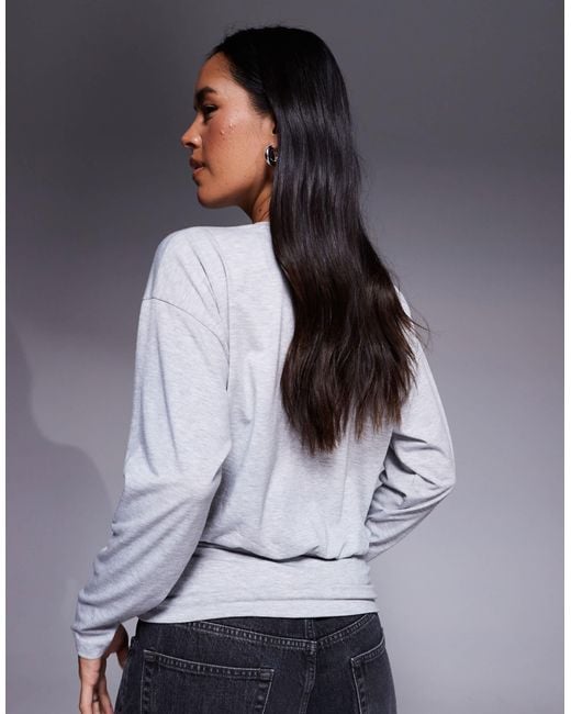 ASOS Gray Cinched Waist Batwing Top