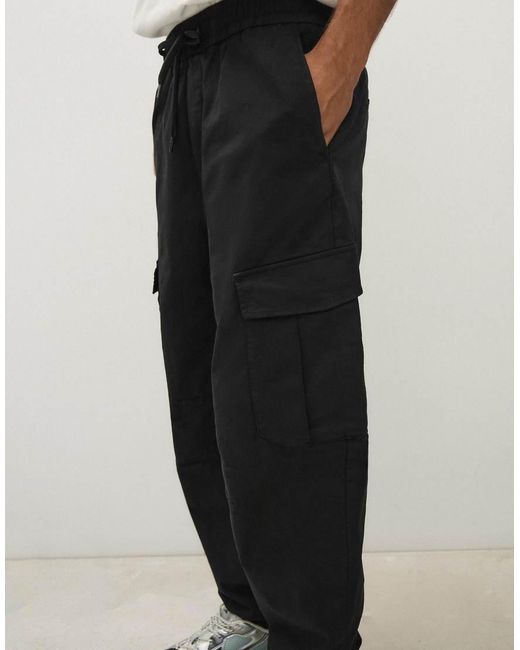 Bershka White Slim Fit Cargo Joggers for men
