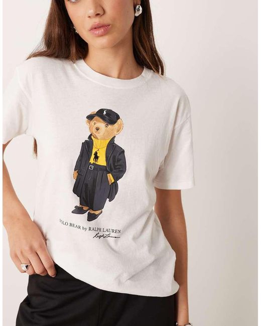 T-Shirt Bianca Con Logo Orso di Polo Ralph Lauren in White