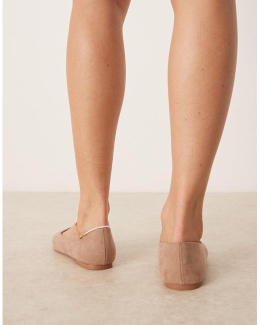 ASOS Natural Wide Fit Ludo Pointed Ballet Flats