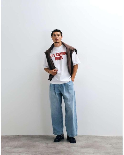 ASOS White Oversized T-Shirt With Coming Home Football Slogan for men