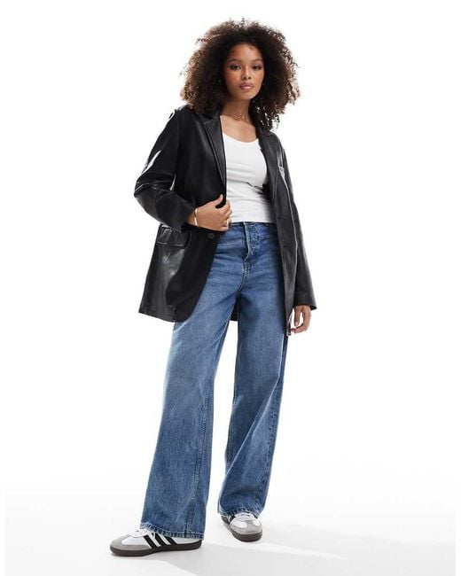 Barney's Originals Blue Leather Blazer