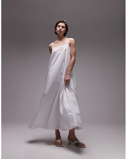 Vestito Lungo A Trapezio Con Spalline Sottili Con Finiture di SNDY'S in Gray