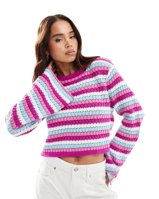 Something New Purple X Cenit Nadir Crochet Cropped Jumper