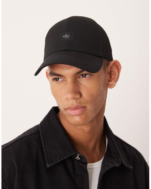 Calvin Klein Black Monologo Patch Cap for men