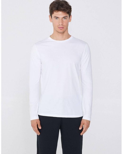 Tezenis White 100% Cotton Long Sleeve Round Neck Top for men