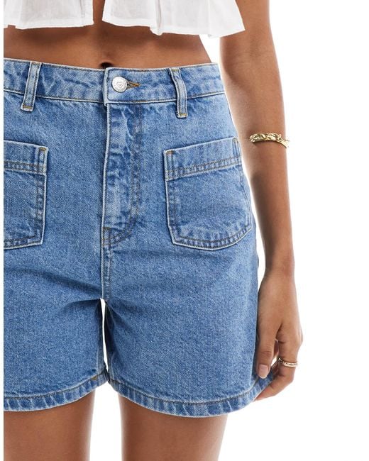 Miss Selfridge Blue Patch Pocket Denim Short