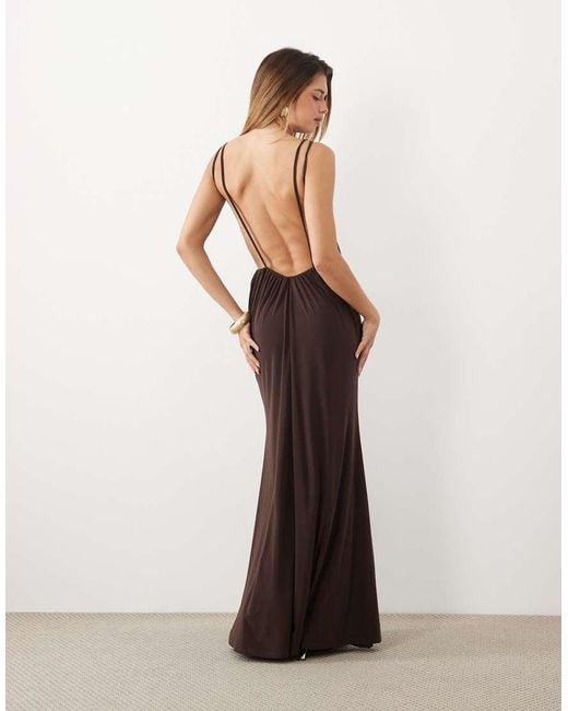 ASOS Brown High Neck Low Back Maxi Dress