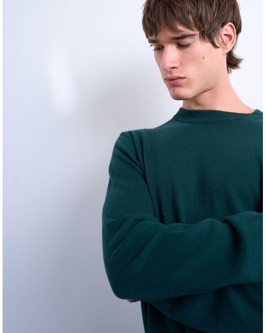 Topman Green Essential Knit Crew Neck Sweater for men
