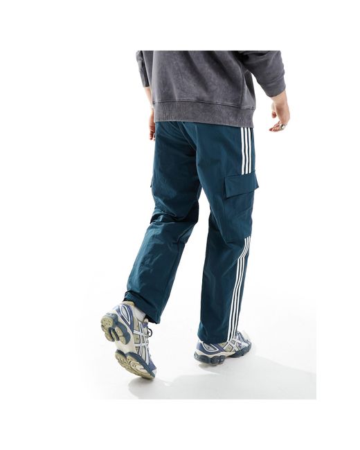 Adidas Originals Blue 3 Stripe Cargo Pants for men