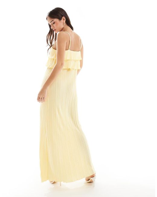 Pieces Metallic Plisse Cami Dress With Tiered Ruffle Top Detail
