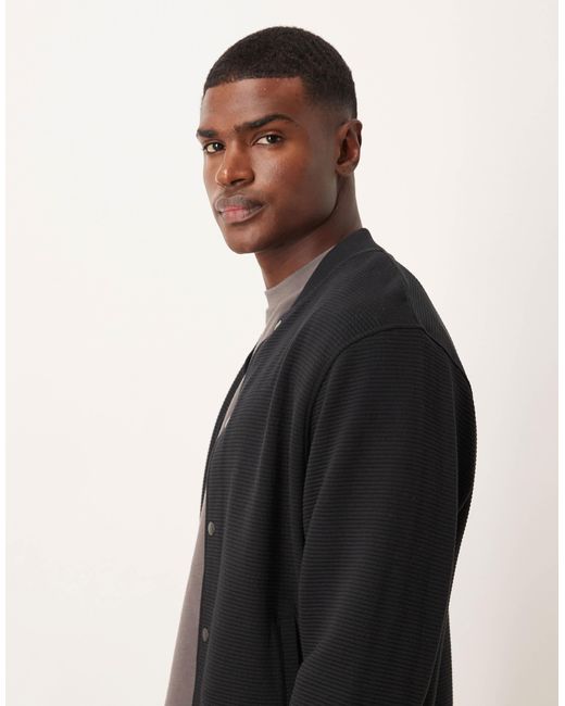 ASOS Black Oversized Ribbed Jersey Bomber Jacket for men