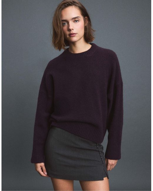 Stradivarius Black Basic-strickpullover mit soft-touch