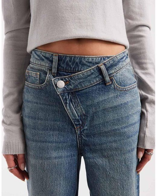 Vero Moda Blue Tessa Asymmetric Waist Wide Leg Jeans