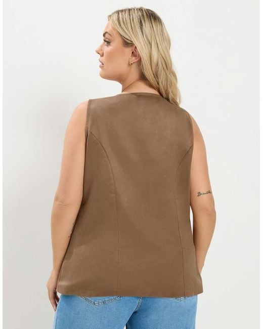 Yours Clothing Brown Suedette Waistcoat