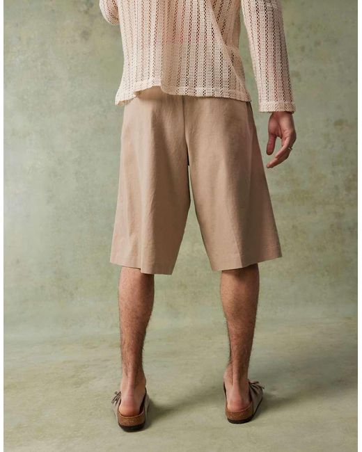 ASOS Oversized Nette Bermuda Met Lange Pasvorm Van Linnenmix in het Natural voor heren