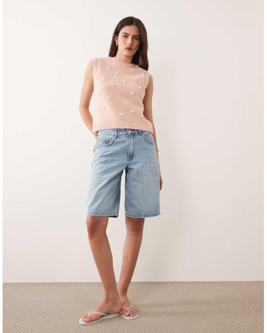 ASOS Blue Knitted Polka Dot Tank Top