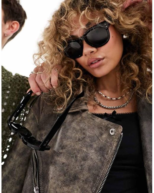Ray-Ban Black Mega Hawkeye Round Sunglasses