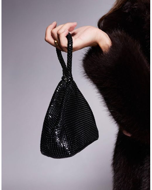 ASOS Black Chainmail Mini Grab Cookie Clutch Bag