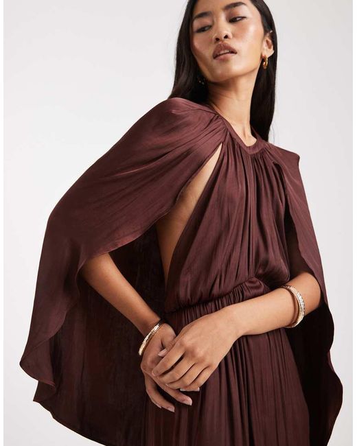 WeWoreWhat Red Halter Neck Midaxi Dress With Cape Shoulders