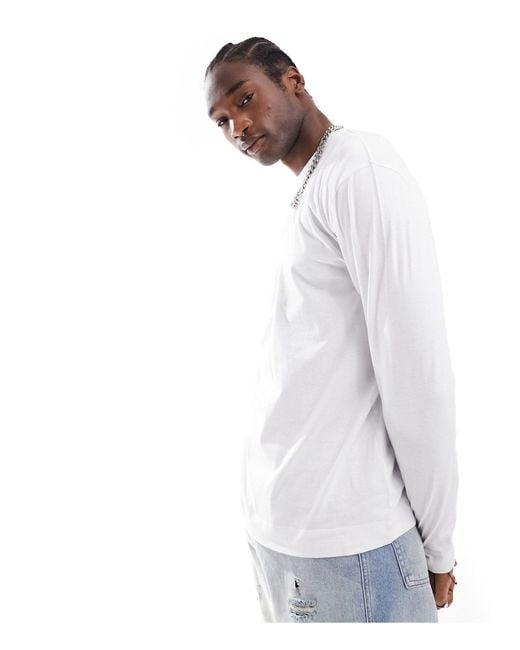 Collusion White Long Sleeve T-shirt for men