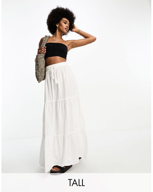 røveri frisk Overskrift Vero Moda Tall Maxi Skirt With Tie Waist in White | Lyst
