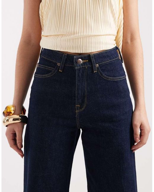 Lee Jeans Blue Stella High Rise Wide Leg Jeans With Fold Up