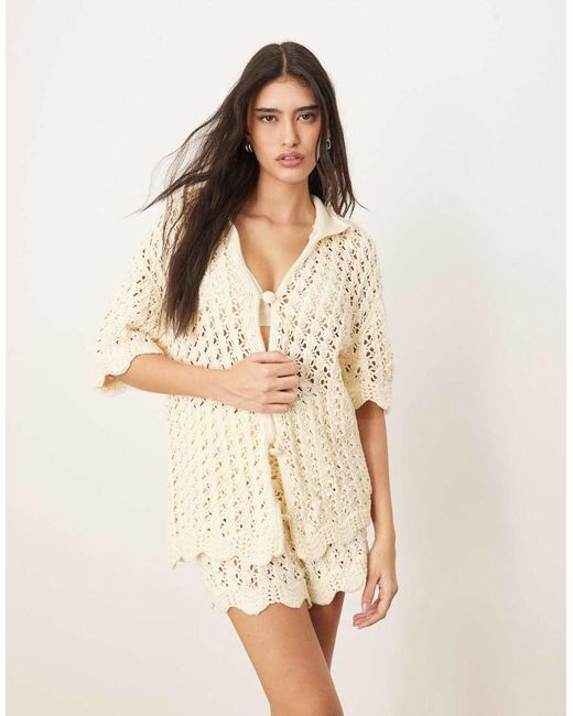 ARRANGE Natural Open Knitted Shirt Co-ord