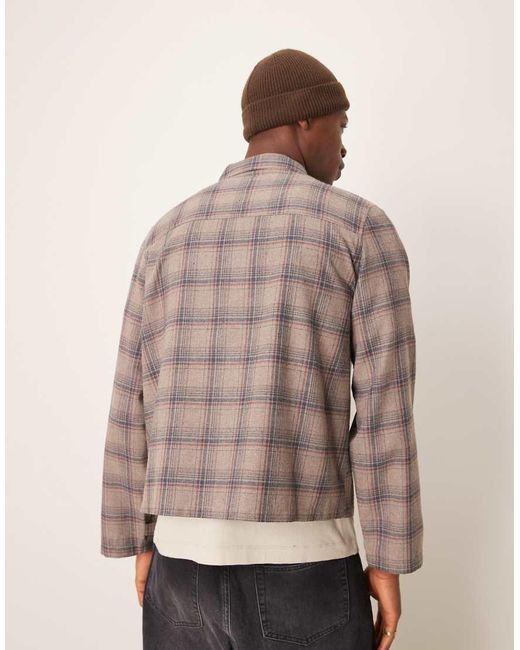 ASOS Brown Relaxed Boxy Zip Through Shacket for men