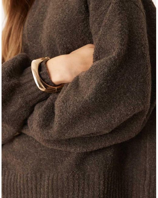Pretty Lavish Natural Camille Knit Balloon Sleeve Jumper Co-ord
