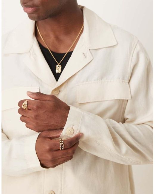 Mango Natural Linen Mix Overshirt for men